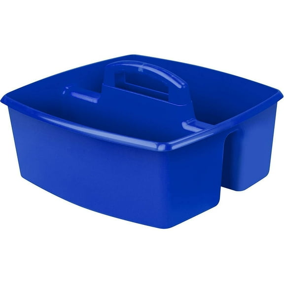 HomeStock Renaissance Revival 13"x11"x6.38" 2 Compartment Cubby Bin - Blue, 6-Pack - Versatile Storage Caddy for Home or Classroom, Dishwasher Safe.