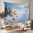thumbnail image 2 of Christmas Beach Tapestry for Bedroom Wall Hanging Tapestry, Blue Shell Starfish Conch Pine Cone Snow Ceiling Backdrop Tapestries Poster Blanket Wall Decor for Teens Room Living Room Dorm 39" x 59", 2 of 8