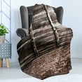 thumbnail image 4 of Rustic Soft Flannel Fleece Throw Blanket, Aged Cracked Striped Oak Boarded Plank Wall Background and Dated Brick Floor Picture, Cozy Plush for Indoor and Outdoor Use, 50" x 70", Brown, by Ambesonne, 4 of 5