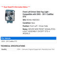 thumbnail image 2 of Front Left Driver Side Fog Light - Compatible with 2005 - 2011 Cadillac STS 2006 2007 2008 2009 2010, 2 of 2