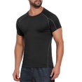 thumbnail image 4 of INSPIRE CHIC Men's Workout Stretch Crew Neck Short Sleeve Sport Running T-Shirts L Black, 4 of 6