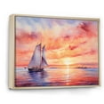 thumbnail image 2 of Designart "Sunset Palette Pastel Sailboat Silhouette IV" Transportation Framed Wall Art - Modern Orange Boat Sailing Living Room Framed Canvas Art, 2 of 6