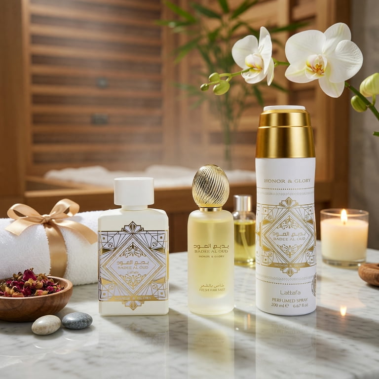 Bade'e Al Oud Honor & Glory by Lattafa, 3 Piece Gift Set for