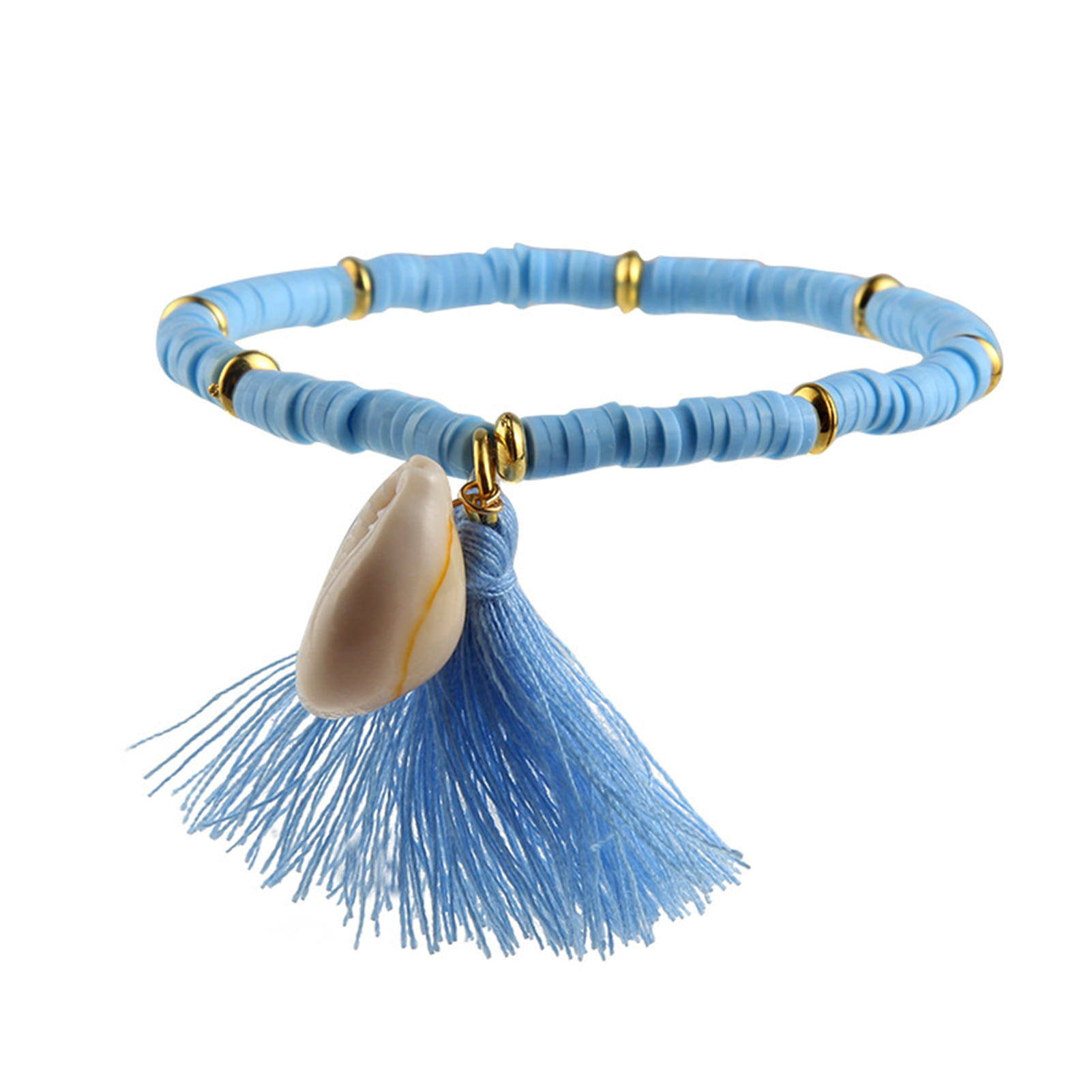 DIEZI Ethnic Tassel Crystal Beads Bracelets for Women Girls Gift Elastic  Rope Shell Leaves Charm Wrap