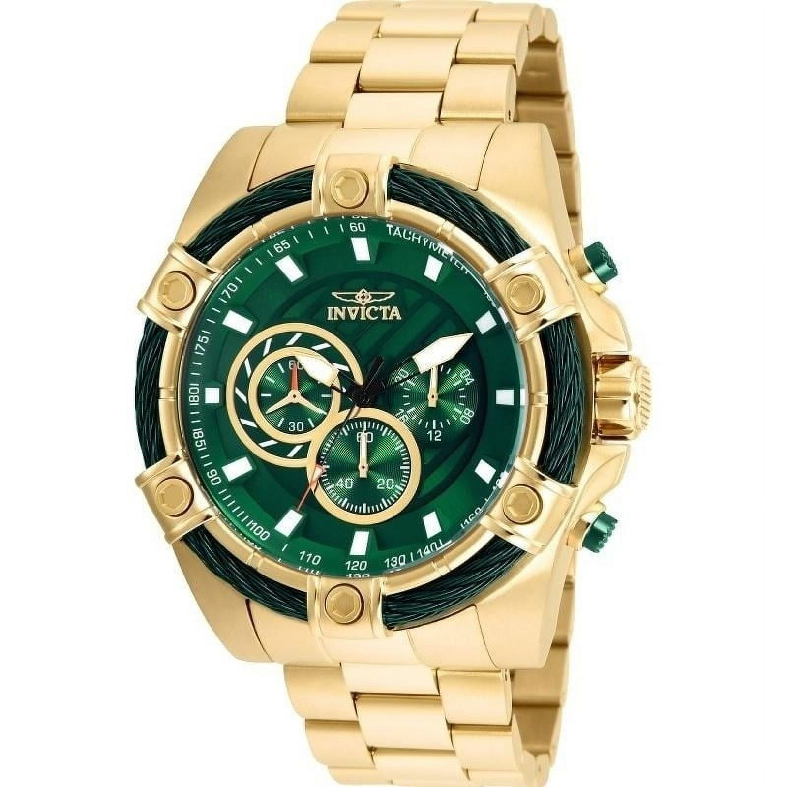 25517 Bolt Men 52mm Stainless Steel Gold Green dial VD54 Quartz