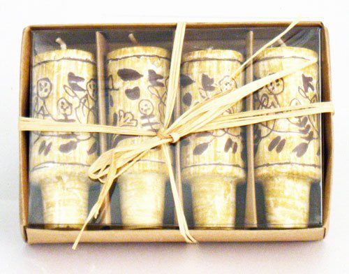 Set of 4 2.88 x 1.13 Natural Tag 710384 Wine Cork Candles 