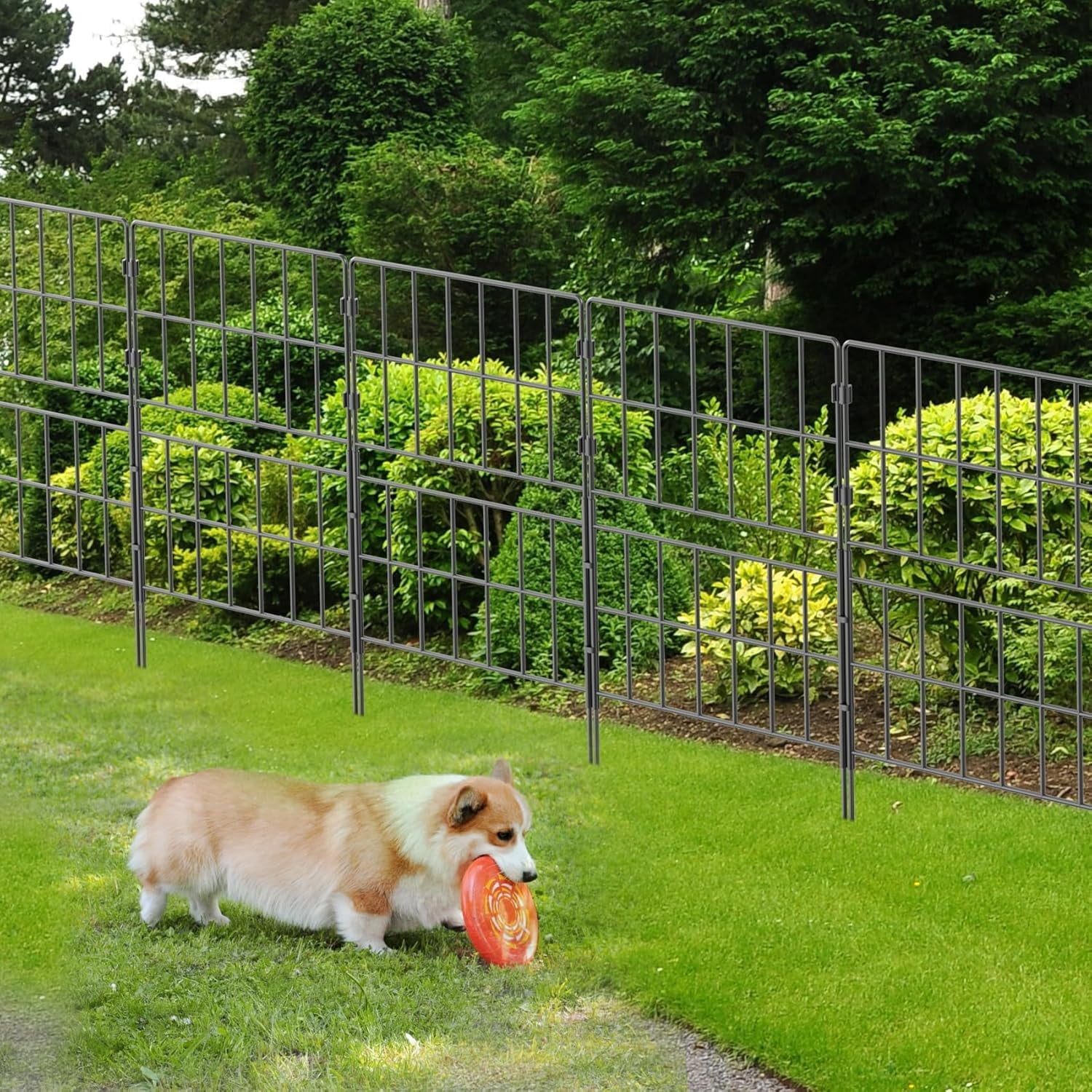 Y&M Tall Decorative Metal Garden Fence, No-Dig Wire Panels, 32 in H x 20 ft L, 14 panels