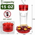 thumbnail image 6 of Plastic Hummingbird Feeders for Outdoors 15 Ounces Red Hummingbird Feeder with 5 Feeding Ports Outside Garden Decor, 6 of 6