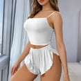 thumbnail image 4 of Purcolt Women Ribbed Pajama Set Comfortable Crew Neck Slim Fit Cami Tops Side Split Shorts Sleepwear Soft 2 Piece Lounge PJ Set, 4 of 9