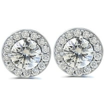 Pompeii 3/4ct Halo Diamond Studs 14k White Gold 6.2mm wide (H-I,I1)