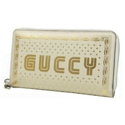 New Gucci Sega Guccy Stars White Moon Gold Zipper Leather Wallet 510488