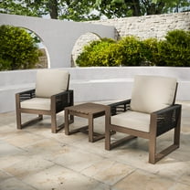 COOS BAY 3PCS Patio Bistro Set, Natural Real Wood Cedar Chair with Cushion and Side Table, Outdoor Sofa Set for Garden, Backyard, Beige