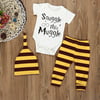 3PCS Newborn Baby Boy Top Rompers Pants Leggings Hat Striped Outfits Set Clothes