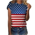 thumbnail image 2 of Fartey Plus Size Stars Stripe Graphic Tees for Women 4th of July Short Sleeve Patriotic Tops American Flag Crew Neck T Shirts Dressy Casual Festival Blouses Multicolor M, 2 of 3