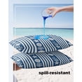 thumbnail image 4 of Pack of 2 Outdoor Pillow Covers, Summer Starfish Seashell Coral Navy Blue and White Striped Waterproof Square Throw Pillowcase Cushion Decorative Pillow Covers for Couch Patio Tent, 20x12 in, 4 of 6