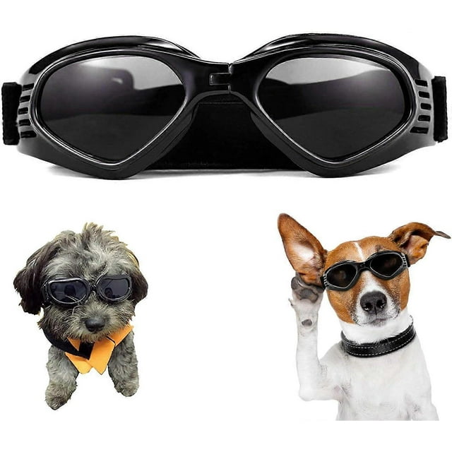 Dog Goggles, Pet Sunglasses, Foldable Dog Goggles UV Protection Sunglasses (Black)