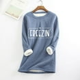 thumbnail image 2 of Jinhomg Plus Size Cute Sweatshirt for Women Comfy Thick Fleece Letter Print Loungewear Tops Fall Plus Size Long Sleeve Crewneck Pullovers Blue L, 2 of 6