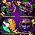 thumbnail image 4 of Purple Mask Mardi Gras Banner Gold Ornate Masquerade Display Green Feather Emerald Gem Carnival Backdrop for Carnival Party Masquerade Ball Festive Celebration, 4 of 9
