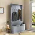 thumbnail image 5 of Hall Tree with Storage Bench, 3-in-1 38'' Entryway Organizer with Coat Hooks & Shoe Storage, Gray | MDF | Coat Racks, 5 of 10