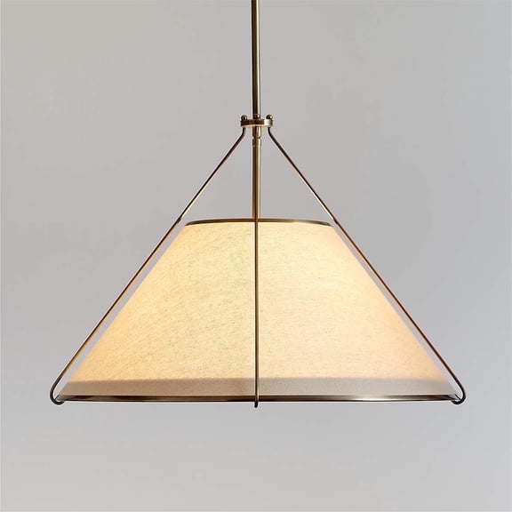 Linen Glow Soft Lighting Brass Pendant Light ,Burnished Brass Finish , Natural Linen Shade , Versatile Installation , pendant lights for living room , hanging lights for bedroom(White)