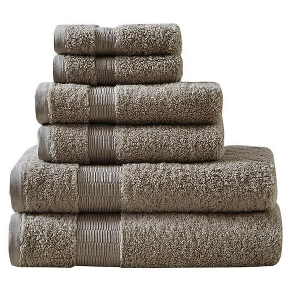 Pemberly Row 6-Piece Egyptian Cotton Towel Set in Taupe Brown