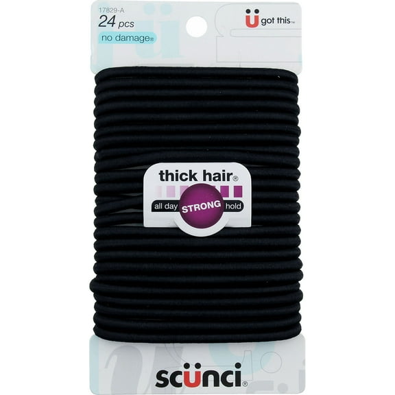 Scunci No Damage All Day Hold Hair Elastics, 24 Ct (3 pack) (Bundle)