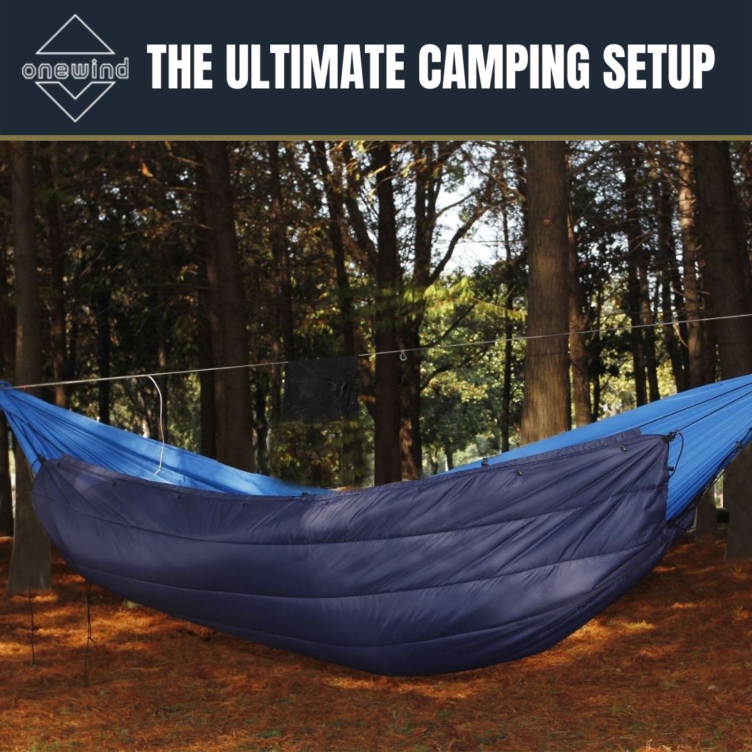 Onewind Double Hammock Underquilt for Camping, Hiking, Backpacking, 50F, Blue, 82"L x 52"W, 250 lbs