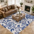 thumbnail image 3 of Area Rugs 5'x7', Vintage Floral Carpet Runner Indoor Outdoor Rugs Home Decor Aesthetic, Blue Flowers Rustic Birds Pastoral Plants Non Slip Mats Washable Accent Rug for Living Room Bedroom, 3 of 8