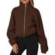 thumbnail image 2 of Chaquetas de Invierno para Mujer, de Forro , Larga, con Cremallera, , Cálidas, Estilo Otoño, para Hacer Ejercicio Marrón L, 2 of 8