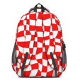 thumbnail image 3 of Red and White Wavy Checkered Pattern Backpack for School, Cute School Bag with Adjustable Shoulder Straps and Padded Back, 16.9"x12.6"x5.9", 3 of 5