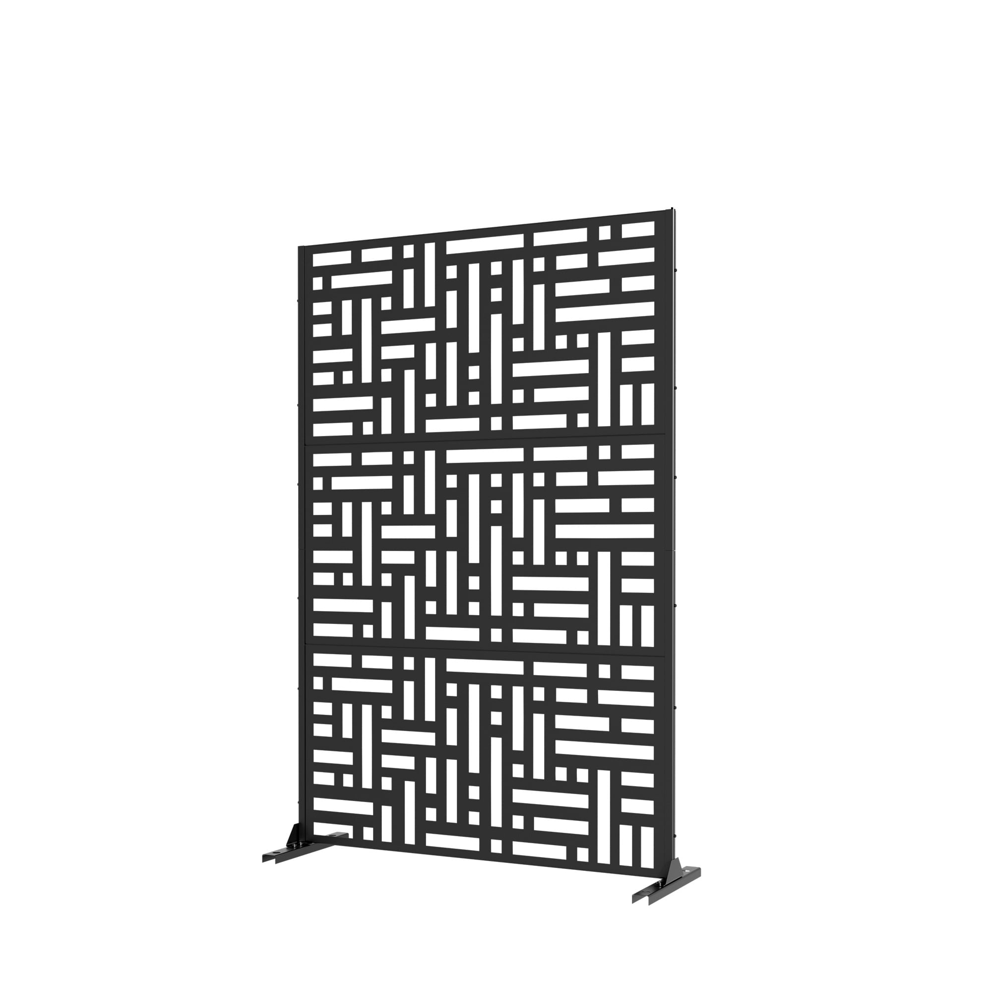 MAYEERTY 72"×47" Metal Outdoor Privacy Screen, Decorative Privacy Fence, Windproof Privacy Panel for Patio, Balcony, Garden, Black