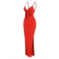 thumbnail image 1 of Vibrant V-Neck Cami Dress Sexy Cut Out Split Hem Sleeveless Flowy Essential, 1 of 14