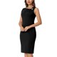 thumbnail image 4 of Vestido midi sin mangas de INSPIRE CHIC, vestido lápiz asimétrico con cuello arrugado, negro XL, 4 of 6