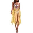thumbnail image 3 of Seyurigaoka Women Summer Sexy Crochet Bikini Cover up, Cutout Beach Sleeveless Swimwear Hollow Out Tassels Summer Halter Dress, 3 of 8