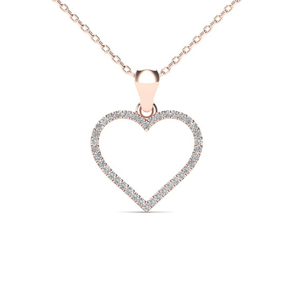 aaXia 10K Rose Gold 1/8ct TDW Diamond Heart Pendant Necklace