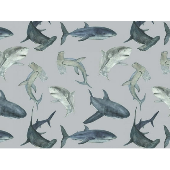 Loop Back French Terry Dress Fabric Grey Animals, Nautical - per yard
