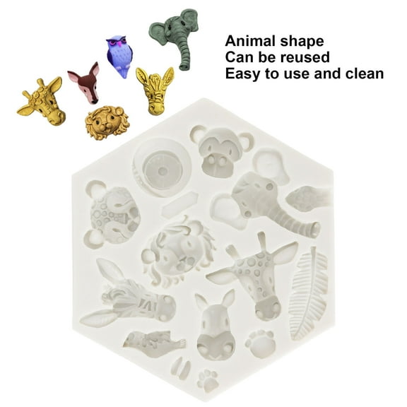 Forest Animal Silicone Fondant Mould, Cake Mould,Silicone Cute Animal Shape Easy Demoulding Flexible Soft Baking for DIY Cake Fondant Chocolate, Decorating Tools for Home (951 gray)