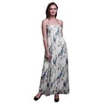 thumbnail image 1 of Bimba Robe Longue Maxi Tube à Corsage Smocké pour Femmes, Imprimé Pêche Florale et Merle d'Amérique – Grand Blanc, 1 of 1