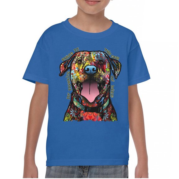 Tee Hunt My Favorite Breed is The One in Need Youth T-Shirt Dean Russo Dog Kids, Blue, X-Large