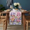 thumbnail image 2 of Blue Purple Gnomes Table Runner - 72 Inch Long, Kitchen Dining Table Runner Dresser Scarves, Spring Hydrangea Flower Leaf Pink Plaid Farmhouse Decor for Coffee Tables Wedding Party Banquet, 2 of 8