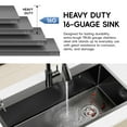 thumbnail image 2 of AMENDPATURE 32" Drop in Kitchen Sink Stainless Steel Black Single Sink，Modern Design Durable with Multiple Accessories，Net Content:17LB, 2 of 8