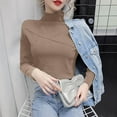 thumbnail image 6 of LEAVINGSUO Womens Tops & T-Shirts- Round-Neck Casual Ladies Double-sided Velvet Cationic Self-heating Warm Bottoming Shirt Long-sleeved Outer Wear Short T-Shirt, 6 of 9