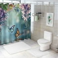 thumbnail image 7 of Creowell  Butterfly Shower Curtains with Hooks, Floral Shower Curtain, Blue Butterfly Shower Curtain, Watercolor Flowers and Green Leaves Fabric Curtains for Bathroom Decor  60x72, 7 of 7