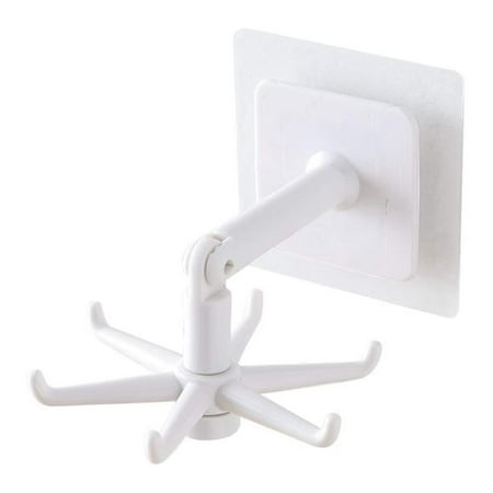 

360 Degree Rotating & 180 Degree Tilt Kitchen Hook Rack 6-Claw (White)