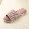 thumbnail image 4 of Samickarr Summer Slippers For Women Indoor And Outdoor Wide Fashion Couple Casual Linen Round Head Stripe Comfy Casual Flops Home Shoes, 4 of 4