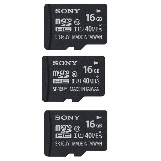 Tarjeta de Memoria Sony SR-16UY microSDHC Clase 10 de 16GB Paquete de 3