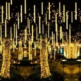 thumbnail image 2 of Cadena de luces de lluvia de meteoritos de 30 cm/50 cm, luces de carámbanos para aleros, para jardín, exterior, árbol de Navidad, decoración de bodas y fiestas, 8 tubos, 2 of 5