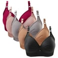 thumbnail image 2 of Gymayou 5 Pack No Underwire Comfort Bras for Women High Support Lift Up Wireless Bra Daily Wear Bralettes Multicolor #2 L, 2 of 8