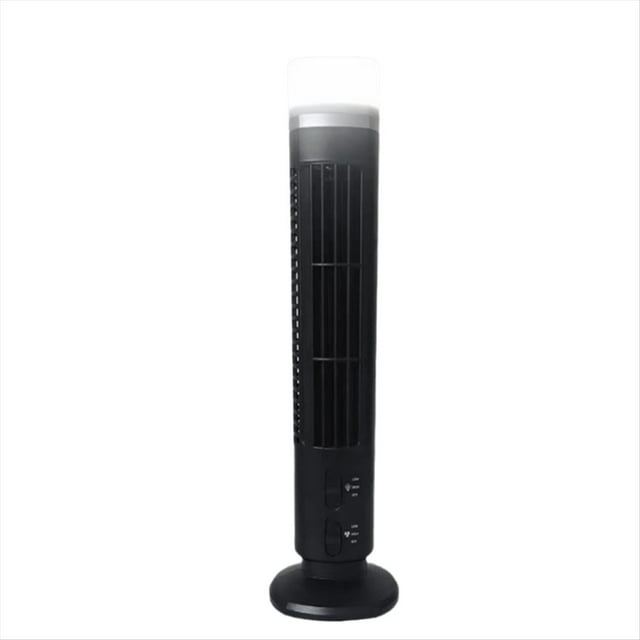 Ventilador de Torre LED de 2 Velocidades, Portátil, Eléctrico, de Pie, para Sala de Estar y Dormitorio, Color Negro.