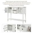 thumbnail image 3 of Sideboard Console Table with 2 Drawers and 2 Glass Cabinet, Retro Farmhouse Wood Tall Buffet Desk w/Bottom Shelf, Sideboard Cabinet for Dining Room, Entrance and Living Room, White, S545, 3 of 8